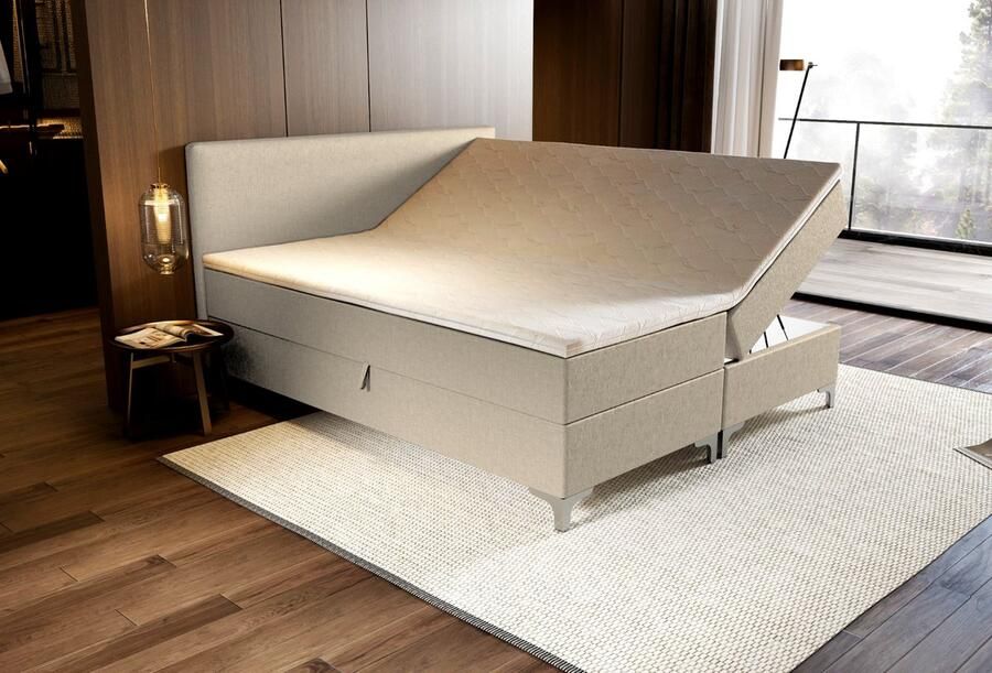 Zydante Boxspring Londen met Opbergruimte Bed 180x200 cm Beige
