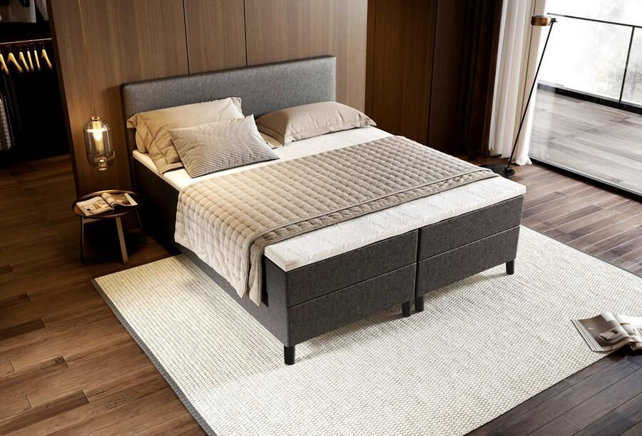 Zydante Boxspring Londen met Opbergruimte Bed 180x210 cm Antraciet