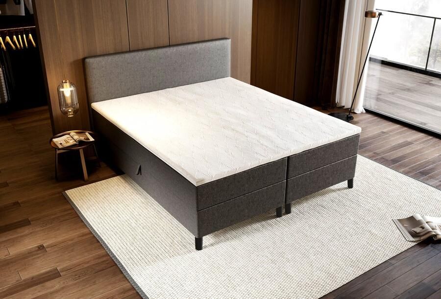 Zydante Boxspring Londen met Opbergruimte Bed 180x210 cm Antraciet