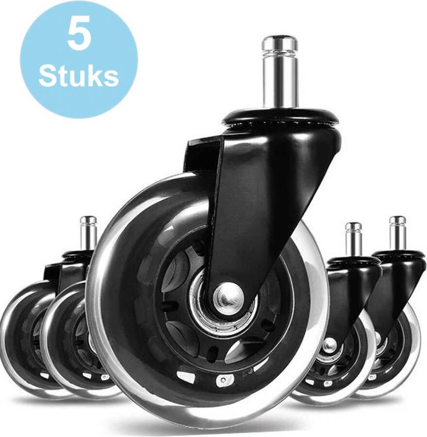 ZYLARO Bureaustoelwielen 11mm 5 stuks Bureaustoel Wieltjes Geen lawaai Geen schade aan de vloer