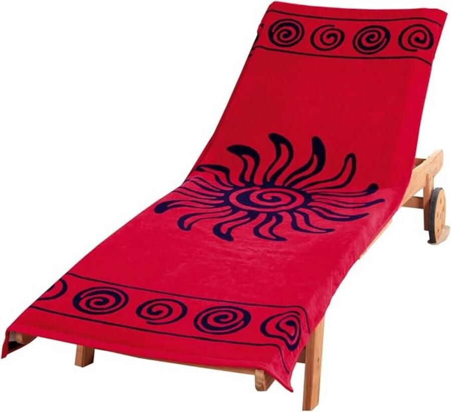 Zylo Badstof Stoelhoes Hoes voor Tuinstoel Strandbed Badstof Hoes Rood- 200cm x 83cm x 1cm