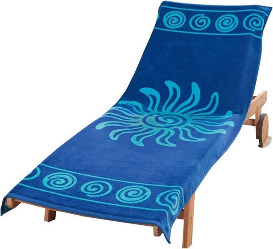 Zylo Badstof Stoelhoes Hoes voor Tuinstoel Strandbed Badstof Hoes Zon Blauw 200cm x 83cm x 1cm