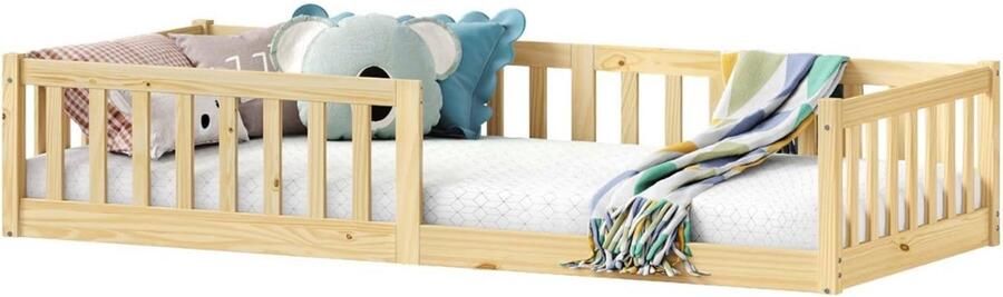 Zylo Grondbed Huisbed Bed Natuurlijk 206cm x 96cm x 42cm