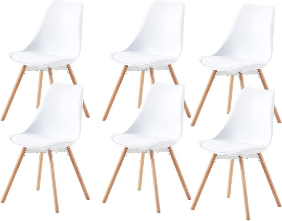 Zylo Stoelen 6 Stuks Stoelen 46 x 45.5 x 81 cm Wit