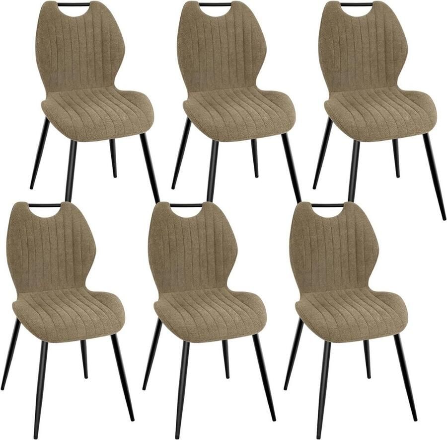 Zylo Stoelen 6 Stuks Stoelen Bruin 40cm x 48cm x 86cm