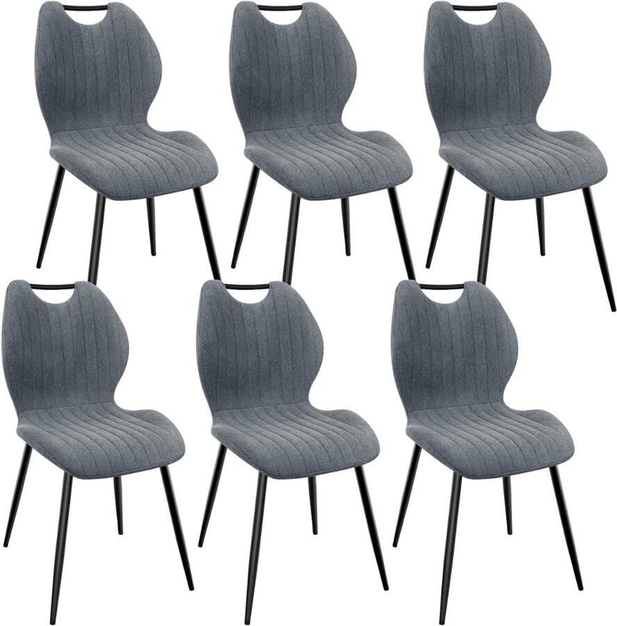 Zylo Stoelen 6 Stuks Stoelen Donkergrijs 40cm x 48cm x 86cm
