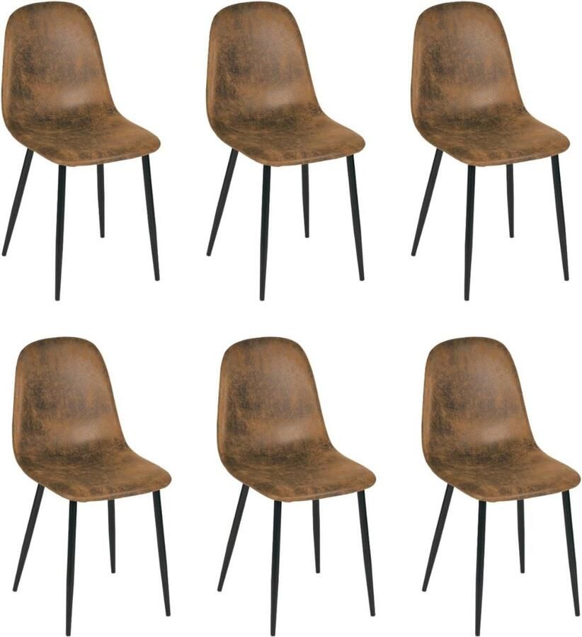 Zylor Zylo Stoelen 6 Stuks Stoelen ‎38.5 x 40 x 85 cm Bruin