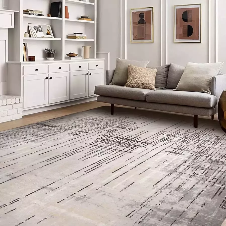 ‎Leesentec BORZMARKT Vloerkleden woonkamer modern tapijten woonkamer laagpolig tapijt modern design rechthoek voor woonkamer eetkamer kinderkamer slaapkamer (200 x 250 cm grijs beige)