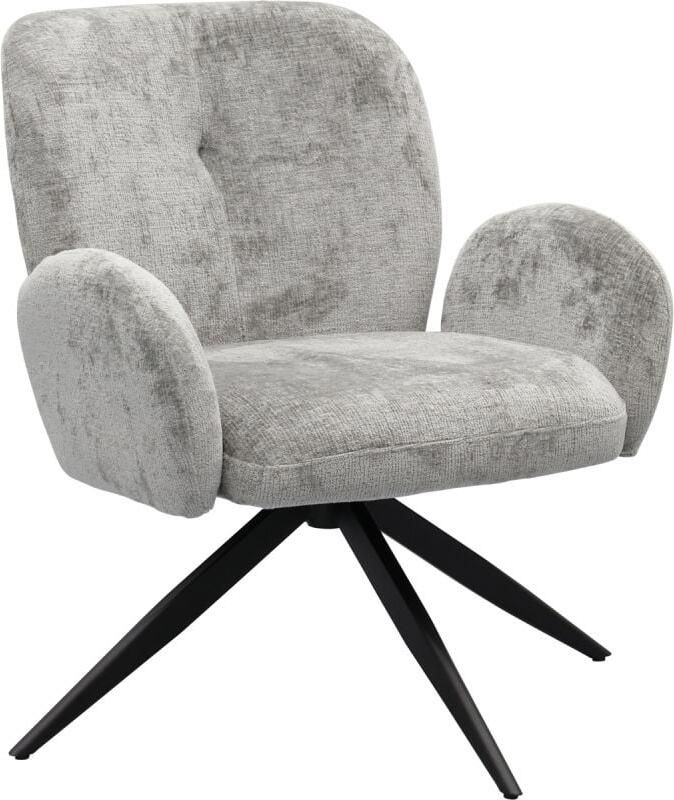 MySons Draaifauteuil Bobby 360° Perfect Harmony Ivory 80x68x75 cm Luxe Comfortabele Fauteuil Moderne Designstoel Zachte Stoffen Bekleding Zwarte Metalen Poot Draaistoel voor Woonkamer Lounge of Kantoor - Foto 5