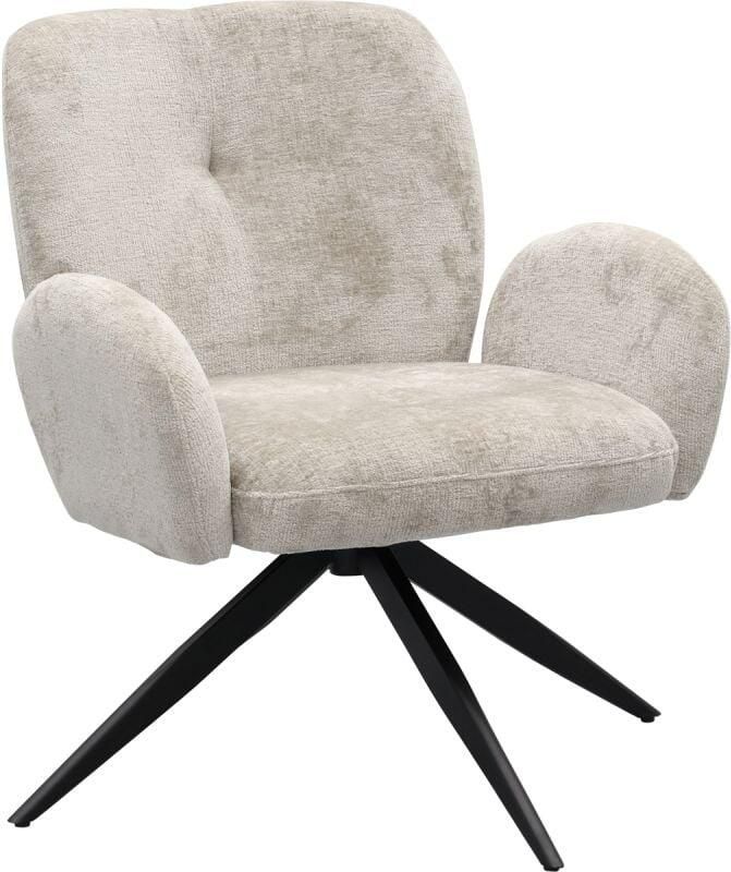 MySons Draaifauteuil Bobby 360° Perfect Harmony Lichtgrijs 80x68x75 cm Luxe Comfortabele Fauteuil Moderne Designstoel Zachte Stoffen Bekleding Zwarte Metalen Poot Draaistoel voor Woonkamer Lounge of Kantoor - Foto 3