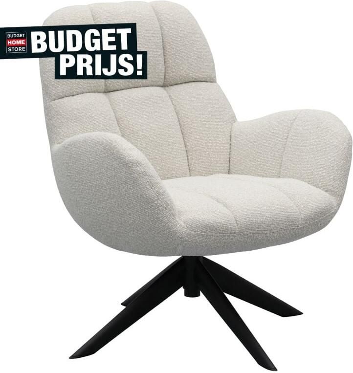 MySons Fauteuil Elvis Draaibaar Monet Pearl 72 5x75x88 cm Luxe Relaxstoel Moderne Stof Draaifauteuil 360° Draaibare Comfort Chair Design Fauteuil met Metalen Onderstel - Foto 2