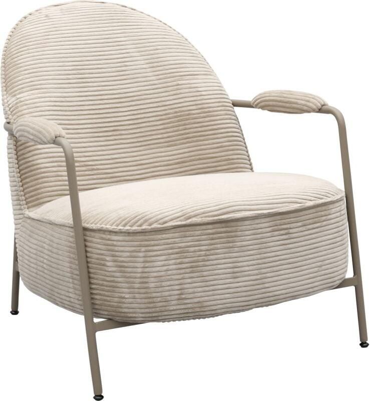 MySons Fauteuil Elton Ribstof Sand 77x81x73 cm Loungefauteuil met armleuning Vintage Retro Design Comfortabel Zachte Ribstof Bekleding Metalen Frame Perfect voor Woonkamer of Loungehoek - Foto 2