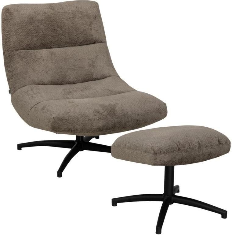 Budget Home Store Fauteuil Fons Taupe met hocker