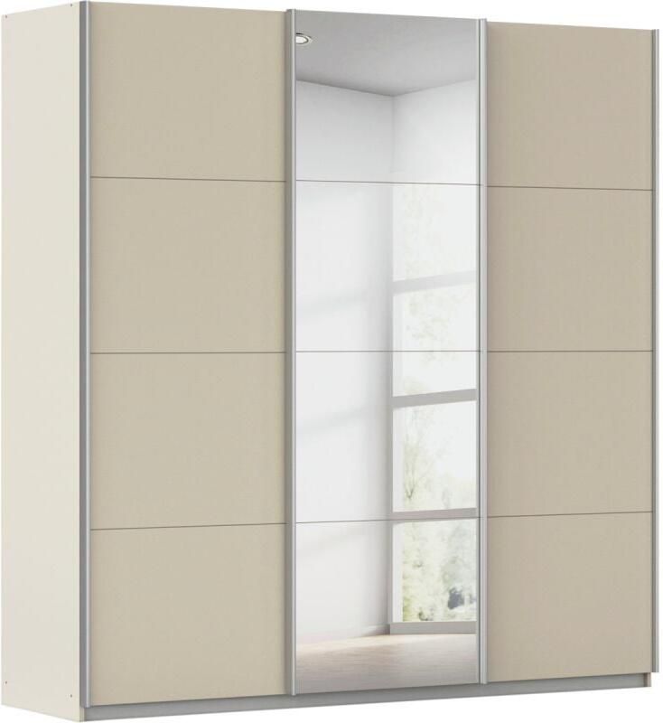 Budget Home Store Kledingkast Kick 203 x 210 cm Champagne met 1 spiegeldeur en aluminiumkleur greeplijst
