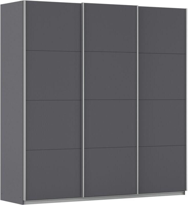Budget Home Store Kledingkast Kick 203 x 210 cm Grijs metallic met aluminiumkleur greeplijst
