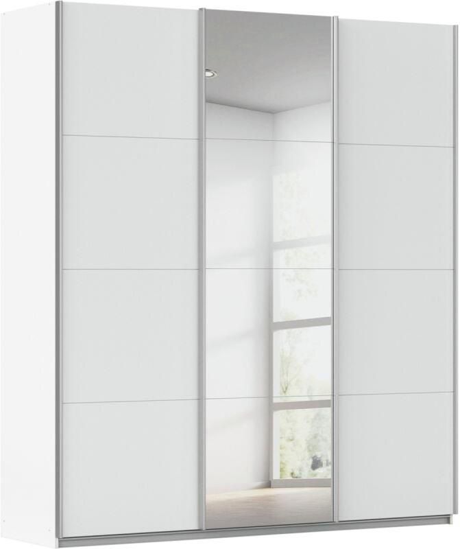 Budget Home Store Kledingkast Kick 203 x 229 cm Alpinewit met 1 spiegeldeur en aluminiumkleur greeplijst