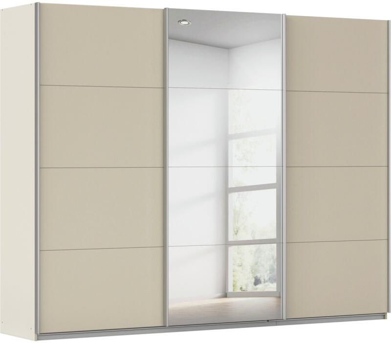 Budget Home Store Kledingkast Kick 271 x 210 cm Champagne met 1 spiegeldeur en aluminiumkleur greeplijst - Foto 1
