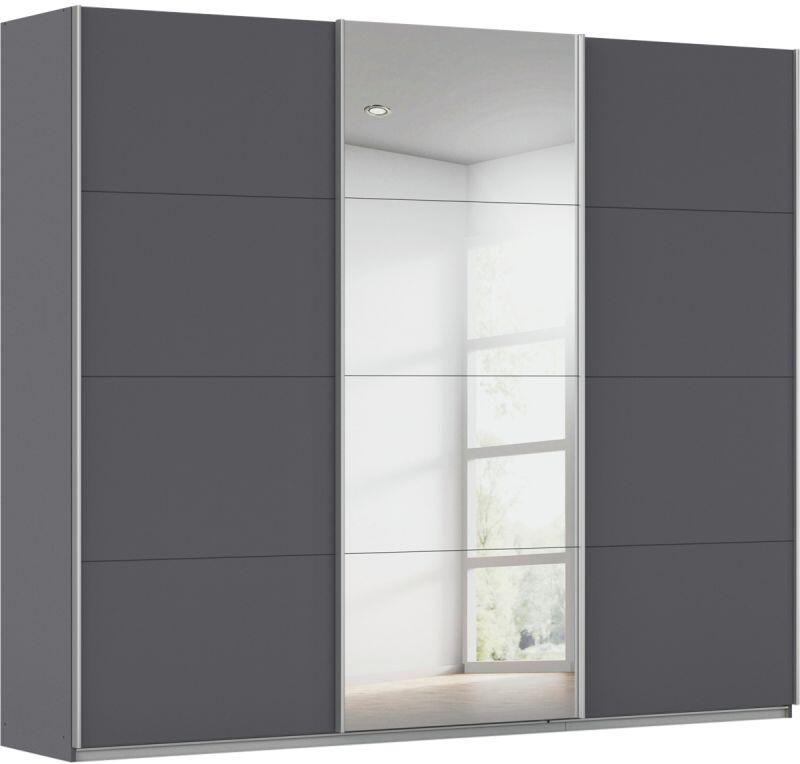 Budget Home Store Kledingkast Kick 271 x 229 cm Grijs metallic met 1 spiegeldeur en aluminiumkleur greeplijst