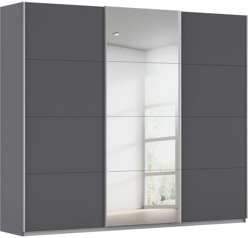 Budget Home Store Kledingkast Kick 271 x 229 cm Grijs metallic met 1 spiegeldeur en aluminiumkleur greeplijst