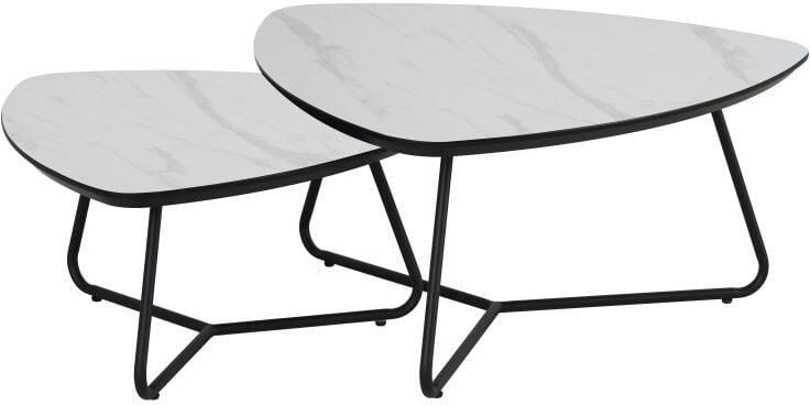 Budget Home Store Salontafel Ties set van 2 Marmerlook Wit