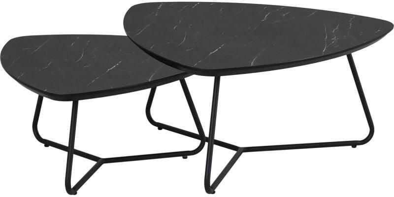 Budget Home Store Salontafel Ties set van 2 Marmerlook Zwart