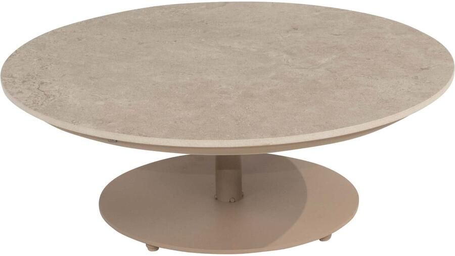 4 Seasons Outdoor 4SO Boaz koffietafel met ceramisch blad 80 cm rond centrale poot Latte