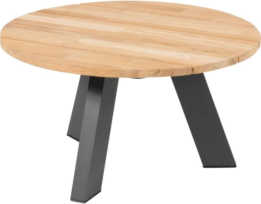 4 Seasons Outdoor 4SO Cosmic salontafel met teak blad 65 cm rond en 35 cm hoog
