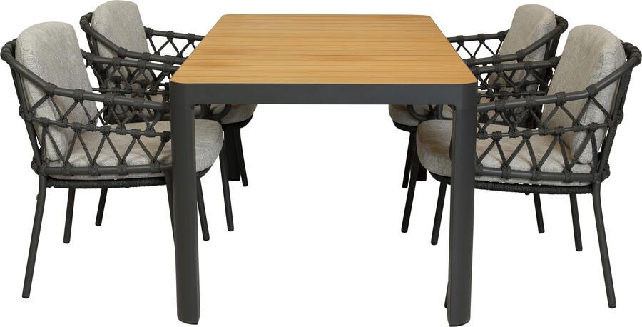 4 Seasons Outdoor Qopps Mikos tuintafel met 4 4SO Calpi dining tuinstoelen