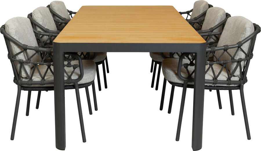 4 Seasons Outdoor Qopps Mikos tuintafel met 6 4SO Calpi dining tuinstoelen