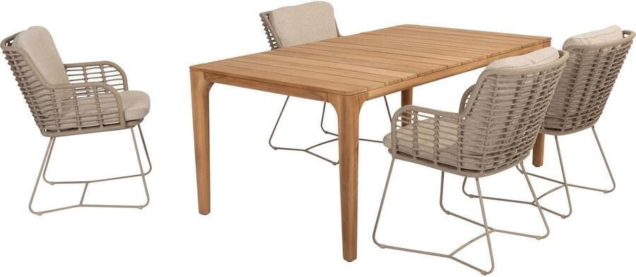 4 Seasons Outdoor Taste by 4SO Liam tuintafel met 4 4SO Fabrice dining tuinstoelen