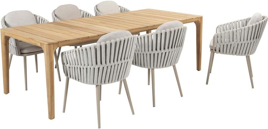 4 Seasons Outdoor Taste by 4SO Liam tuintafel met 6 Eva dining tuinstoelen