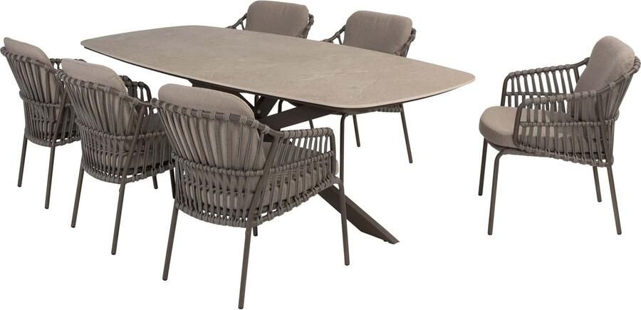 4 Seasons Outdoor Taste by 4SO Prado deens ovale tuintafel Terre met 6 4SO Capalbio dining tuinstoelen