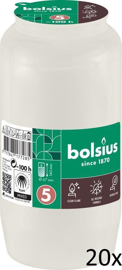 Bolsius Herdenkingslicht compo nr 5 transparant 20 stuks