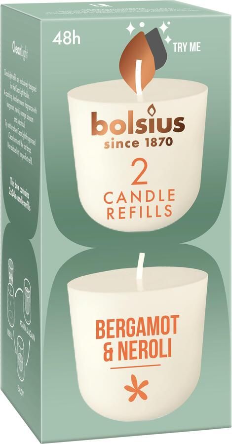 Bolsius Navulling Clean Light pack 2 Bergamot & Neroli