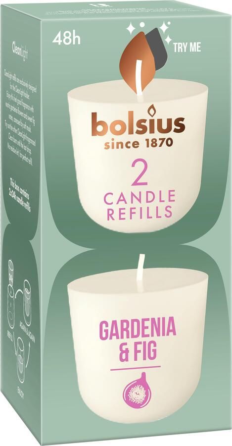 Bolsius Navulling Clean Light pack 2 Gardenia & Fig
