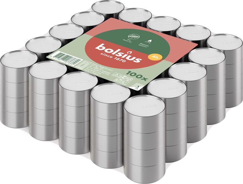 Bolsius Theelichten 4-uur brickpack 100 stuks