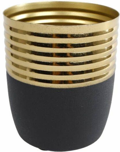Coppens Bloempot "Luuk" L goud zwart metaal p12 11x11x12 5cm