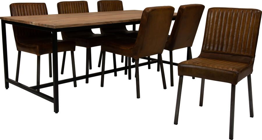 Coppens Eethoek met 6 leren stoelen brayn met eettafel monaco - Foto 1
