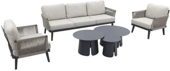 Coppens Elion Loungeset met 3 Okios koffietafeltjes