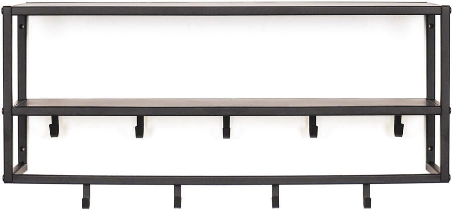 Housevitamin Storage Stuff Housevitamin Metalen Wandkapstok met planken Zwart 73x21x29 5cm - Foto 2