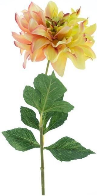 Coppens Kunst bloem Dahlia Farmer zalm geel zijde 64cm