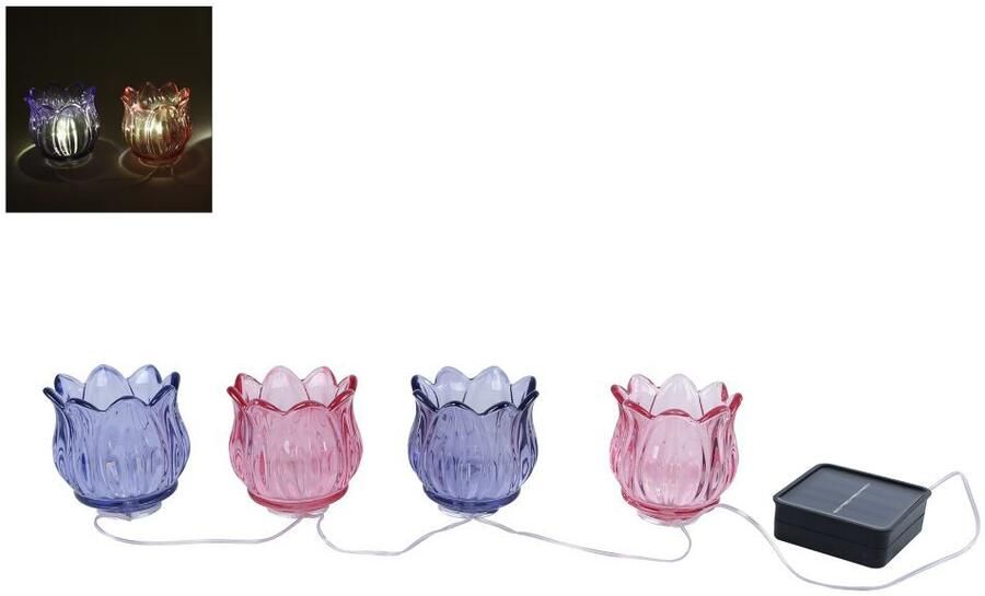 Coppens Lichtsnoer LED Tulp 4x solar paars roze glas
