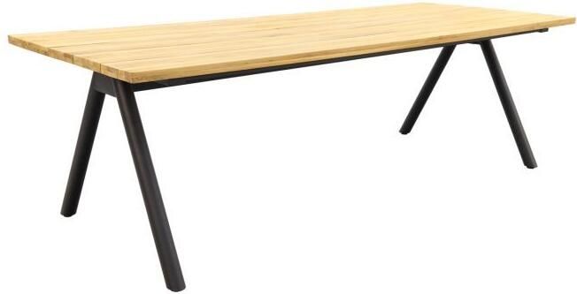 Coppens Mason tuintafel 240cm naturel teak met zwart onderstel