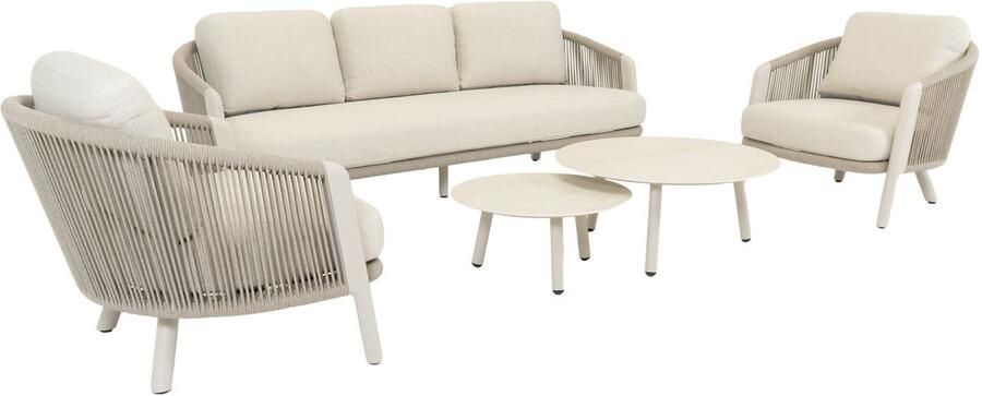 Coppens Perpignan Loungeset 3-zits met 2 loungestoelen en set koffietafels in latte