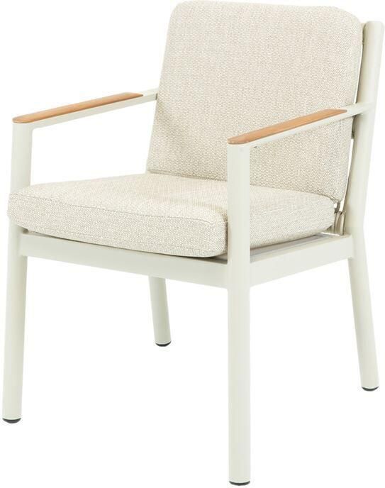 Coppens Rocca dining tuinstoel latte frame en beige kussens