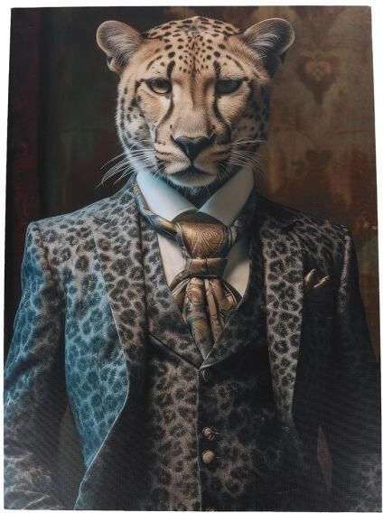 Coppens Schilderij Gentlemen Panter zwart canvas hout