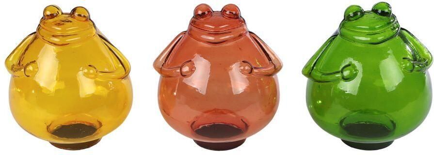 Coppens Sculptuur Kikker L geel groen oranje 3 assorti glas