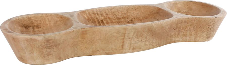 Coppens Serveerschaal Blake 3-vaks naturel mango 38x12x5cm - Foto 1