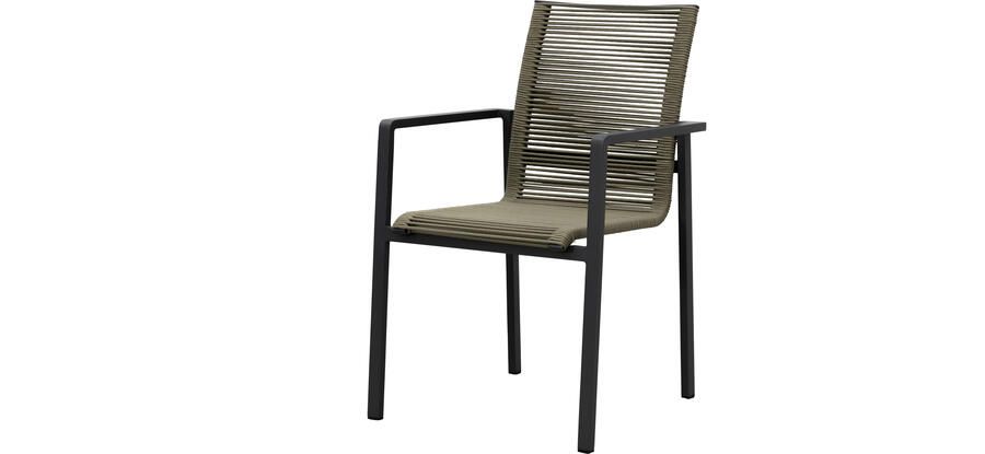 Coppens Stilo stapelbare tuinstoel met rope champagne frame antraciet
