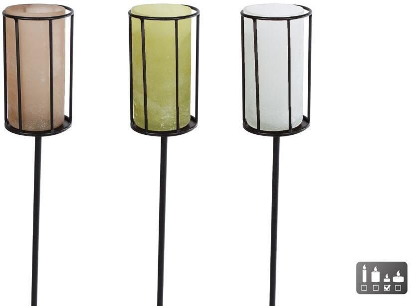 Coppens Tuinsteker Jurrien zwart kleur a3 metaal glas 6x6x97cm